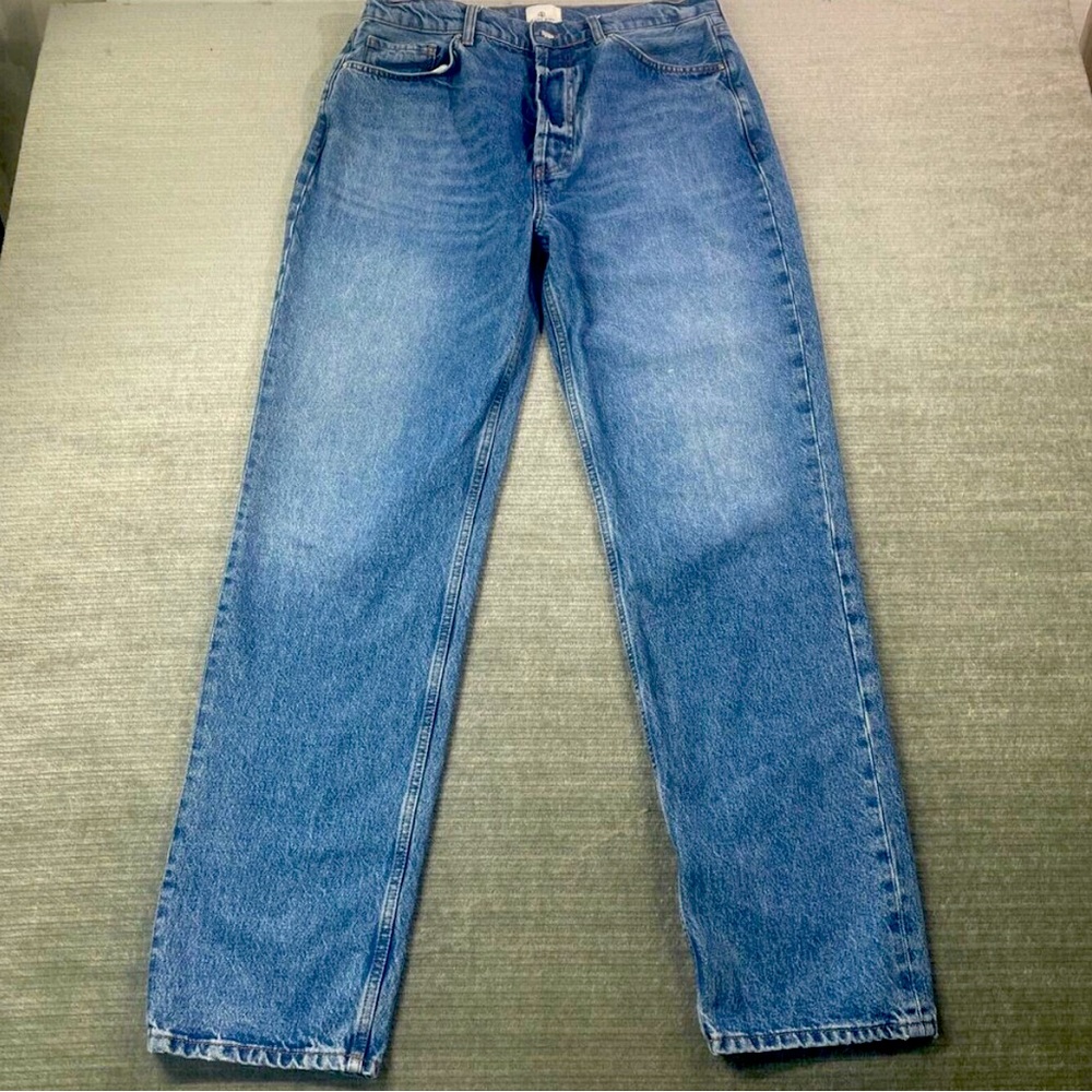 Anine Bing Jeans Women 30 Bodhi Relaxed Baggy High Rise Button Fly Alto Blue